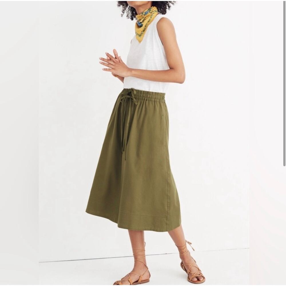 Madewell Green Drawstring Circle Skirt - Medium